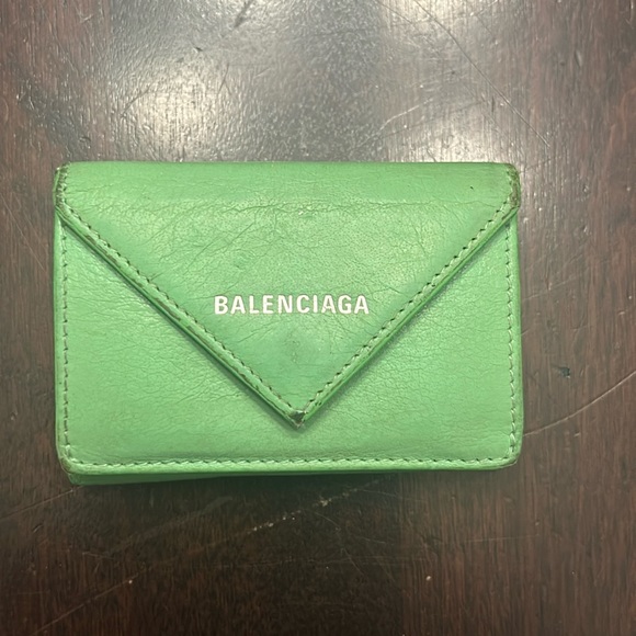 Authentic Balenciaga PAPIER MINI WALLET IN GREEN - Picture 1 of 9